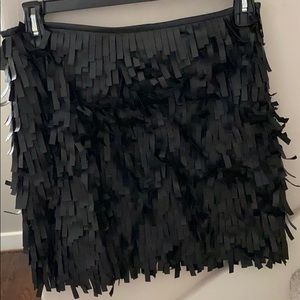 Women’s leather frayed skirt